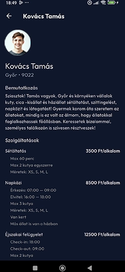 kutyasétaltató és szitter Profil